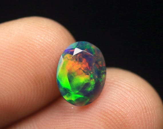 Rare Ethiopian Opal Cut Gemstone 1.00 Carat Natural Welo Fire Opal Faceted Stone
