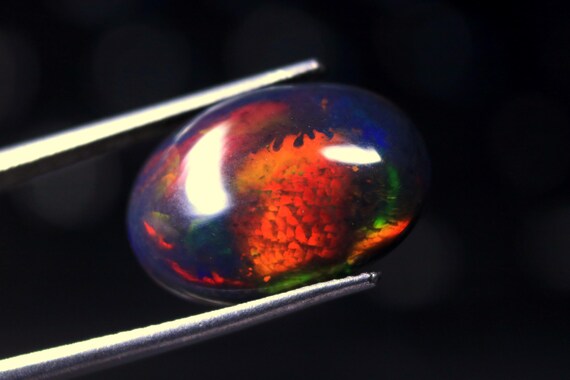 6.00 CT Flashy Ethiopian Black Opal Cabochon: AAA Jewelry Gemstone