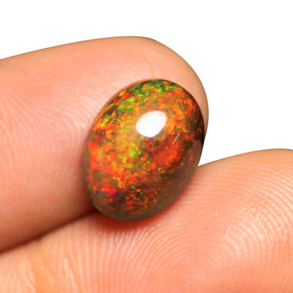 3.30 CT Oval Black Opal Cabochon: Ethiopian Loose Gemstone (12x9.50x6 MM)