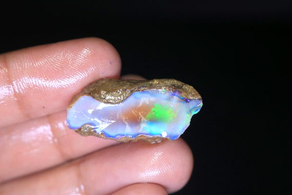 20 CT Ethiopian Welo Opal Rough Gemstone, Colorful Fire Opal Raw, October Birthstone