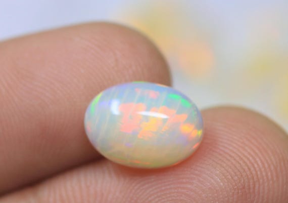 Natural Honeycomb Fire Opal Cabochon, AAA Grade Pear Ethiopian Opal Gemstone (2.10 Carat)