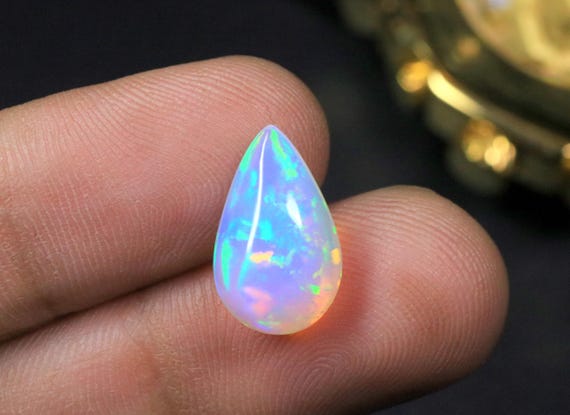 Natural Opal Cabochon, Pear Shape Fire Opal Loose Gemstone for Ring & Pendant, October Birthstone