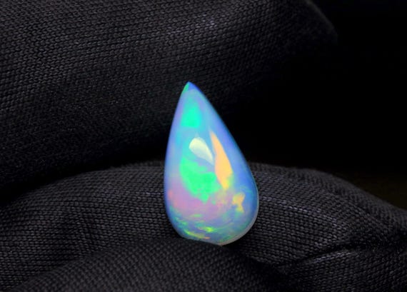 AAA Welo Opal Cabochon: 2.80 CT Pear-Shape Ethiopian Gemstone