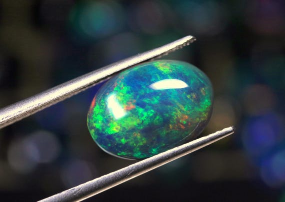 2.85 CT Black Opal Cabochon: Ethiopian Rainbow Fire Gemstone