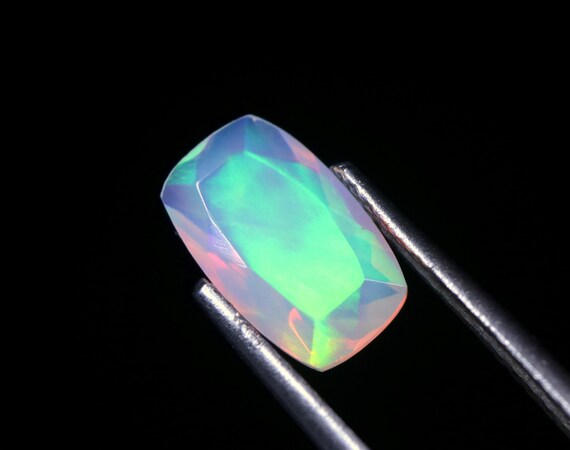 Faceted Ethiopian Welo Opal Gemstone: 0.80 CT Baguette White Opal Cut Stone For Jewelry