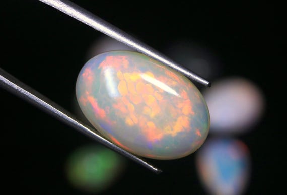 7.60 CT Welo Fire Honeycomb Opal Cabochon: Hand Polished Ethiopian Gemstone (19x12.70x6 MM)