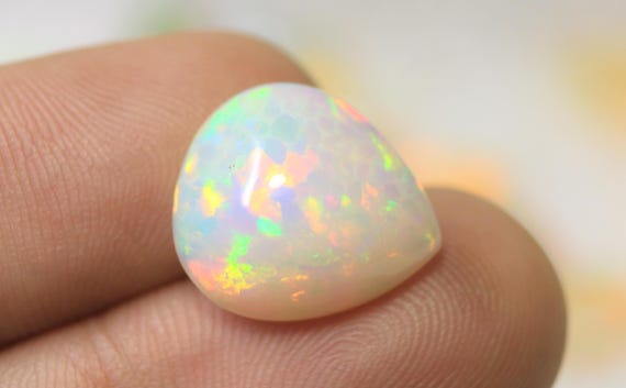 AAA++ Ethiopian Fire Opal Oval Cabochon: 5.35 CT Natural Multicolor Jelly Opal Loose Gemstone