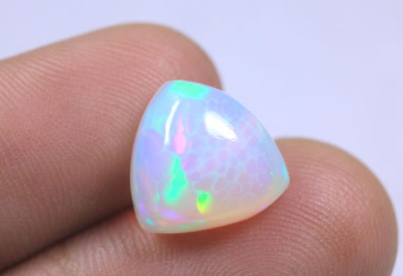 Honeycomb Ethiopian Opal Trillion Cabochon, Welo Fire Loose Opal Use For Jewelry, October Birthstone