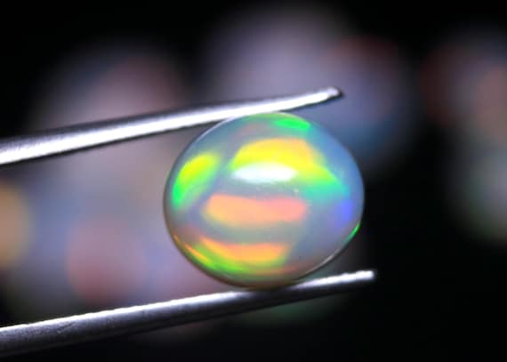 Natural Ethiopian Welo Opal Cabochon, Multi Fire Loose Gemstone, 3.10 CT (10.50x9x6.50 MM)