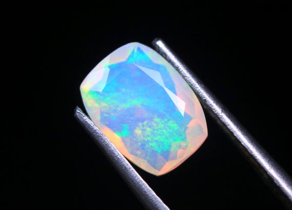 Faceted Ethiopian Welo Opal Gemstone: 1.60 CT Baguette White Opal Cut Stone For Jewelry