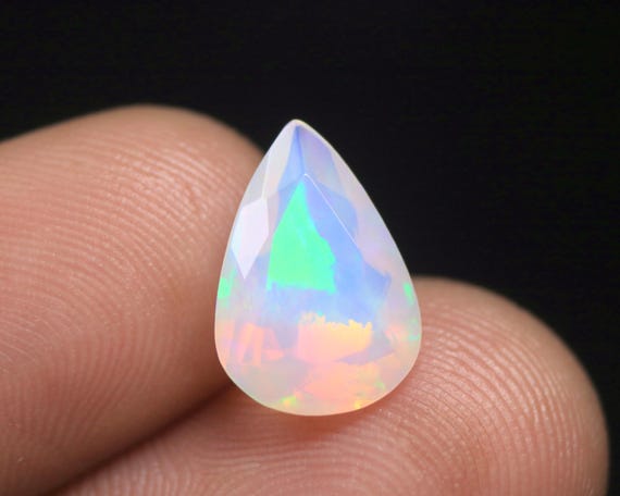 Rainbow Fire Ethiopian Welo Opal Faceted Gemstone: 2.45 CT Natural Loose Opal for Jewelry