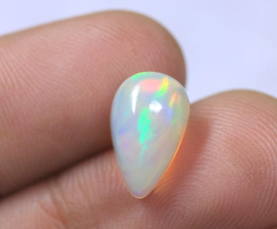 2.75 Carat Pear Shape Natural Fire Ethiopian Opal Loose Cabochon Gemstone For Jewelry Making
