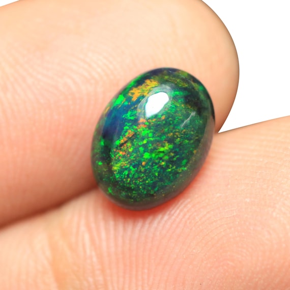 Natural Ethiopian Opal Cabochon, Multi Flashy Fire Gemstone (10.50x8x4.60 MM)