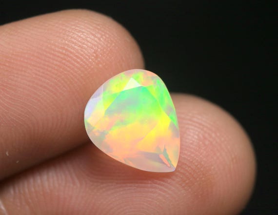 Rainbow Fire Ethiopian Welo Opal Faceted Gemstone: 2.35 CT Natural Loose Opal for Jewelry