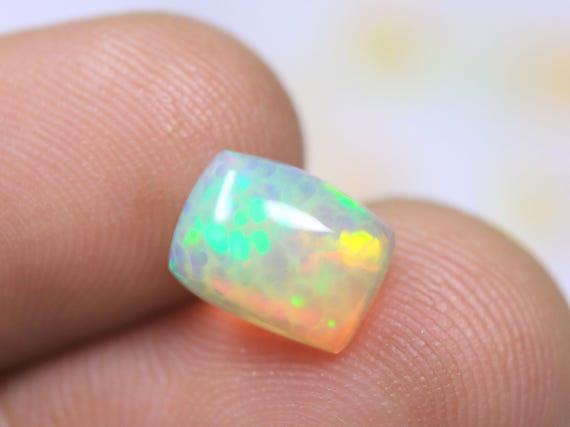 Play of Color Opal Cushion Cabochon, Honeycomb Ethiopian Opal Gemstone For Jewelry (1.90 Carat)