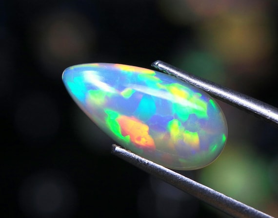 Ethiopian Opal Cabochon, 1.40 CT Pear Shape Welo Opal