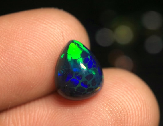 2.10 CT Honeycomb Black Opal Cabochon, AAA+ Quality Natural Fire Welo Opal Gemstone