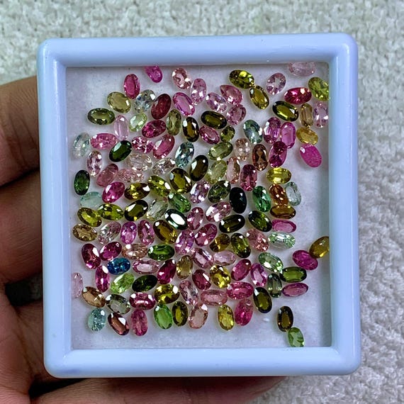AAA Rainbow Tourmaline Gemstone: Oval Faceted Loose Stone for Jewelry