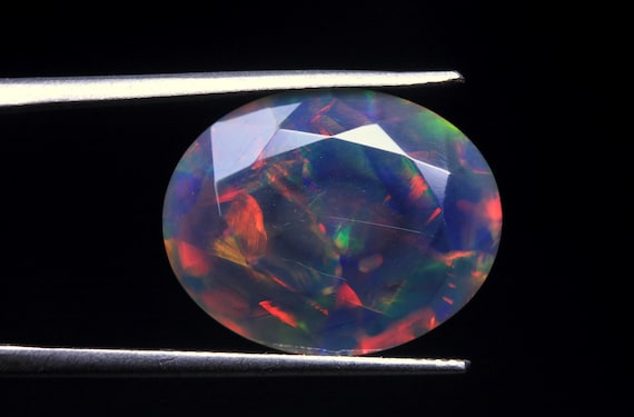 10.60 CT Honeycomb Black Opal Cut Gemstone, Oval Natural Stone, Faceted Flashy Welo Opal