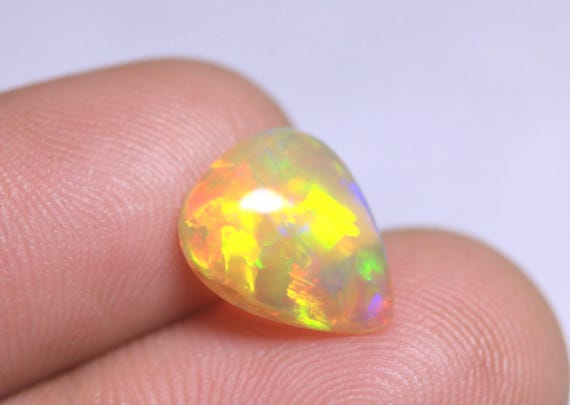 AAA Welo Opal Cabochon: 2.70 CT Pear Ethiopian Fire Opal