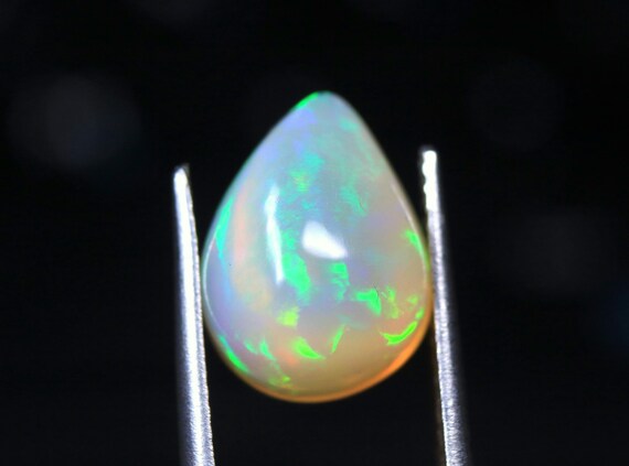 AAA Welo Opal Gemstone, 3.40 CT Pear Cabochon, Ethiopian Opal