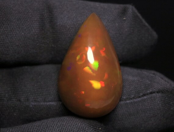 Ethiopian Welo Opal Cabochon, Multi Fire Brown Gemstone, 15.90 CT (25x15.50x11 MM)