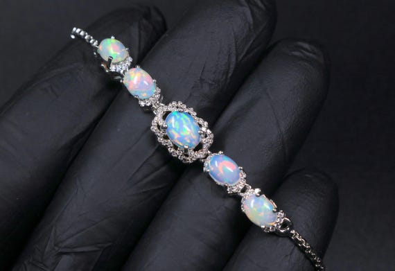Ethiopian Fire Opal Bolo Bracelet, Sterling Silver Adjustable Slide Bracelet, October Birthstone