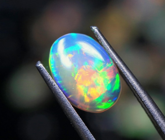 Ethiopian Welo Opal Gemstone, Multi Fire Oval Cabochon, 1.10 CT Loose Opal