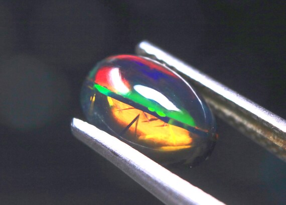 Ethiopian Fire Opal Oval Cabochon, Natural Welo Multi Fire Gemstone (9x6.30x3.70 MM)