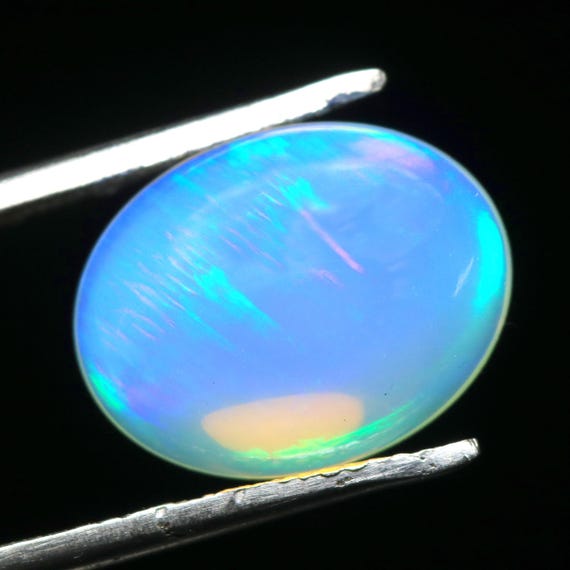 Natural White Opal Cabochon, Ethiopian Welo Oval Gemstone (14x10.80x5.50 MM)
