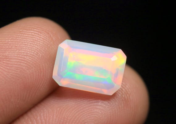 Octagon Ethiopian Opal Gemstone: 3.05 CT Natural Multi Fire Opal Loose Stone Jewelry Making