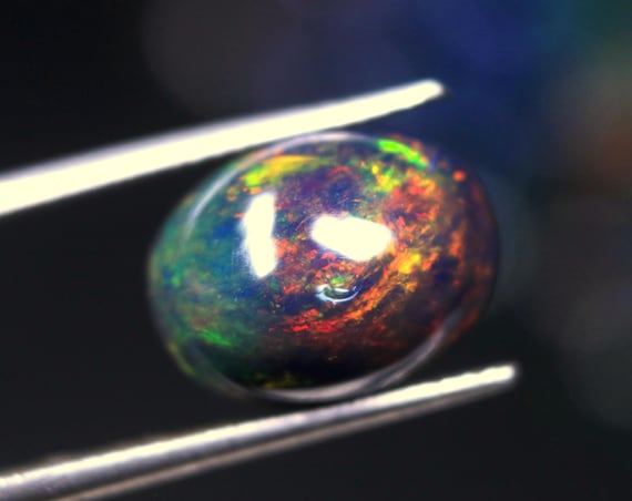 Welo Black Opal Cabochon: 3.45 CT Multi Fire Gemstone