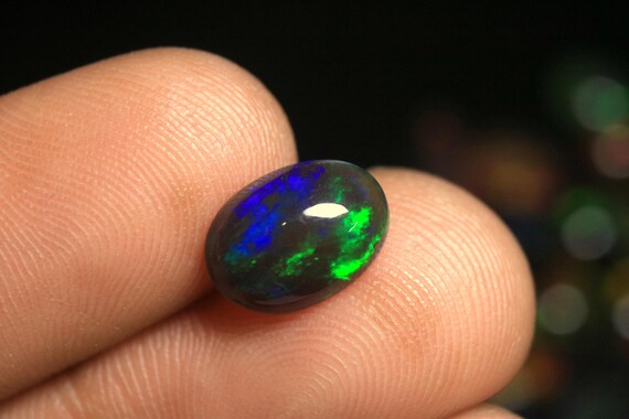 Genuine Ethiopian Opal Cabochon : 1.45 CT Multi Flashy Fire Welo Opal Gemstone 11x8x4 MM