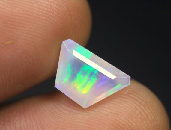 1.9 CT Faceted Ethiopian Opal Gemstone, Fancy Welo Opal Loose Stone (11.5x7.5x5 MM)