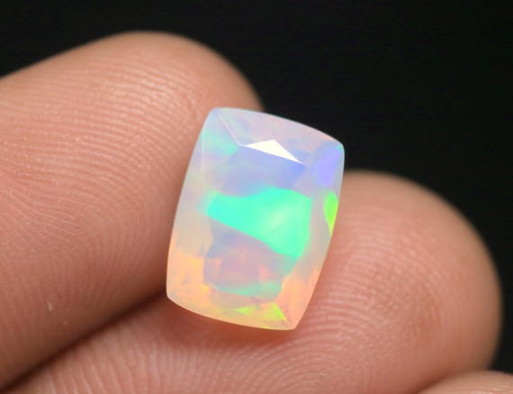 3.15 CT Welo Opal Loose Gemstone: Baguette Natural Fire Ethiopian Opal 11.50x8.50x7 MM