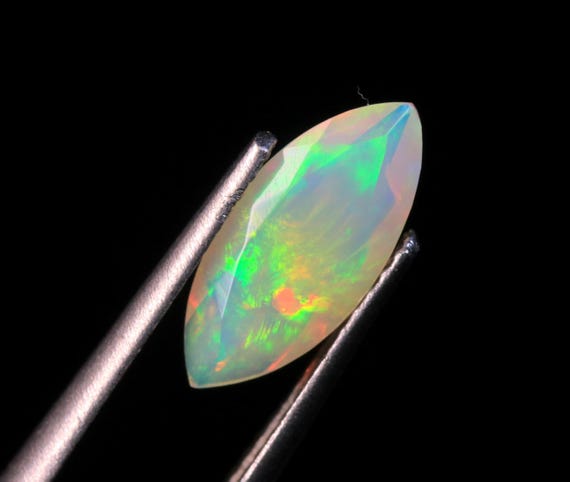 Rainbow Fire Ethiopian Opal Gemstone: 1 CT Marquise Welo Opal, 12x5x3 MM