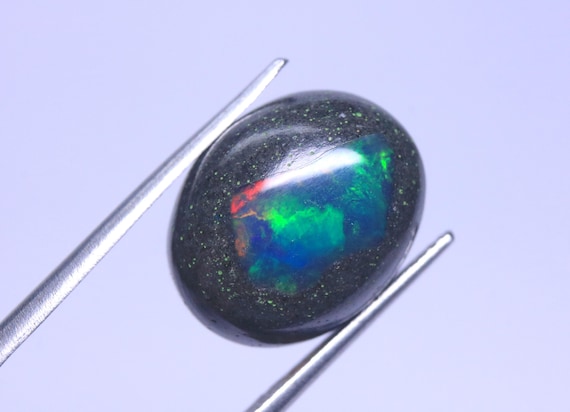 Genuine Fire Opal Cabochon: 7.80 Carat Ethiopian Boulder Opal Gemstone For Jewelry, October Birthstone