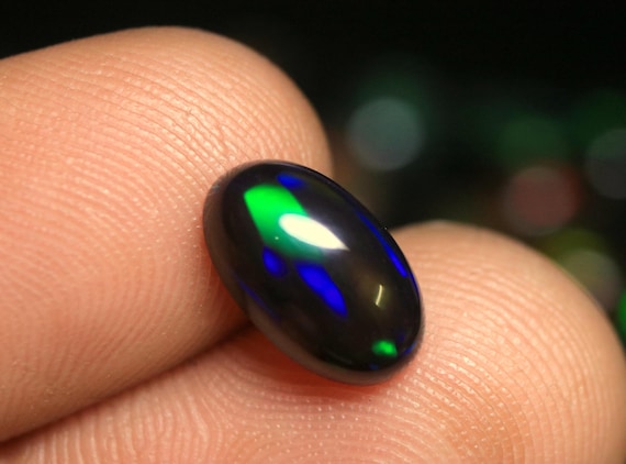 Black Opal Loose Gemstone: 1.65 CT Ethiopian Jewelry Cabochon, Natural Fire Opal Birthstone