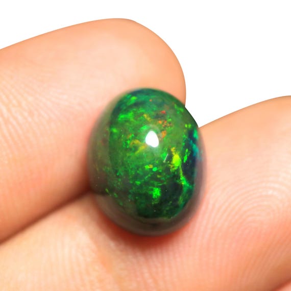 4.60 CT Black Opal Cabochon: Oval Ethiopian Gemstone, Jewelry Making (13x10.50x8 MM)