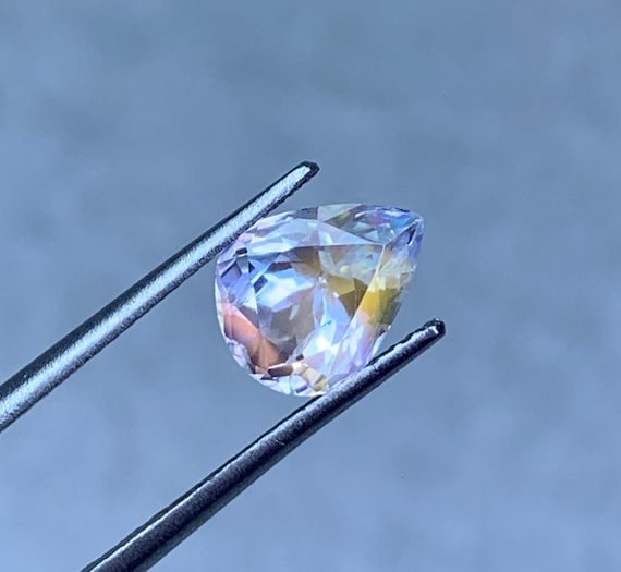 AAA Madagascar Moonstone Faceted Pear Cut Gemstone, 2.00 Carat Natural Rainbow June Birthstone Gift