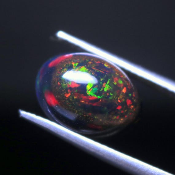 Ethiopian Black Opal Cabochon: AAA Grade Welo Opal Gemstone, 3.75 CT
