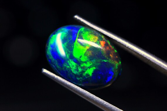 2.45 CT Black Opal Cabochon: Multi Flashy Fire Ethiopian Gemstone