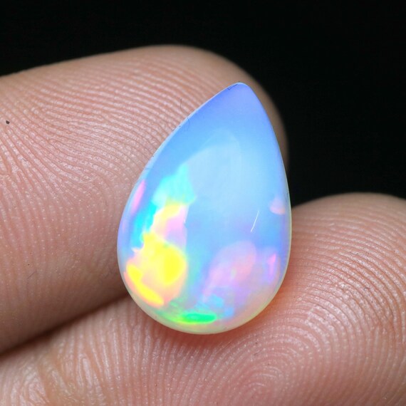 Natural Welo Opal Cabochon, Pear Shape Fire Gemstone (15.30x10.30x6.10 MM)