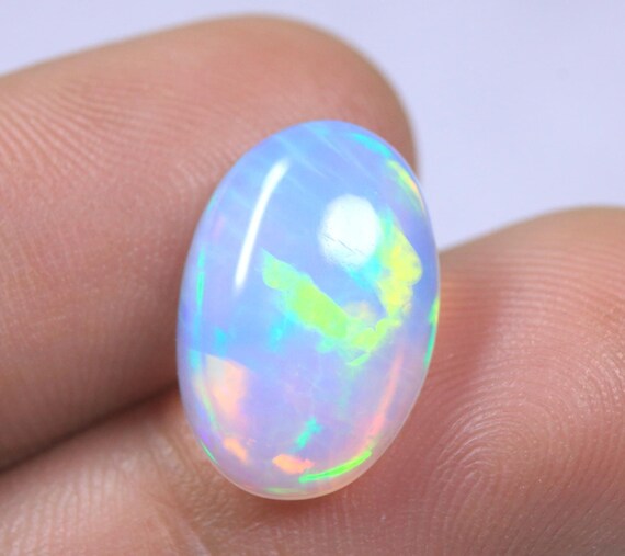 Crystal Fire Unique Opal Loose Cabochon: 4.70 Carat Natural Rare Ethiopian Opal Jewelry Gemstone