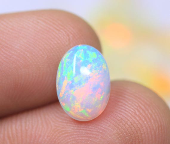 Natural Welo Fire Opal Cabochon, AAA Grade Oval Ethiopian Opal Gemstone (1.85 Carat)