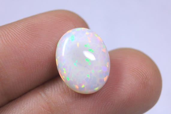 Natural Ethiopian Opal Cabochon, Oval Welo Flashy Fire Loose Opal, October Birthstone