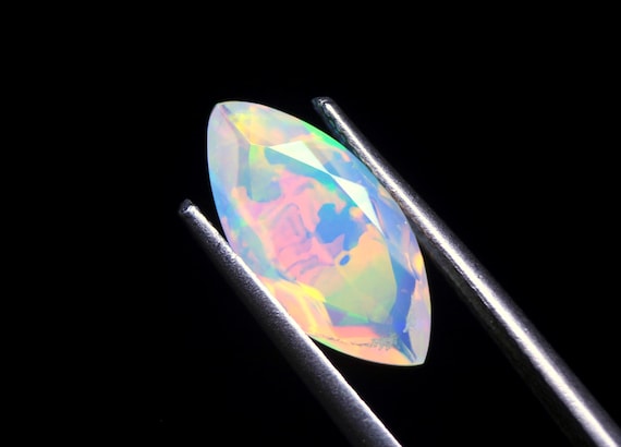 Ethiopian Opal Faceted Cut Gemstone : 1.30 CT Marquise Natural Colorful Welo Opal Loose Stone