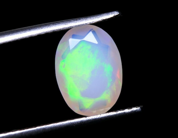 AAA Grade Opal Gemstone: 1.25 Carat Multi Fire Ethiopian Opal Stone, Faceted October Birthstone