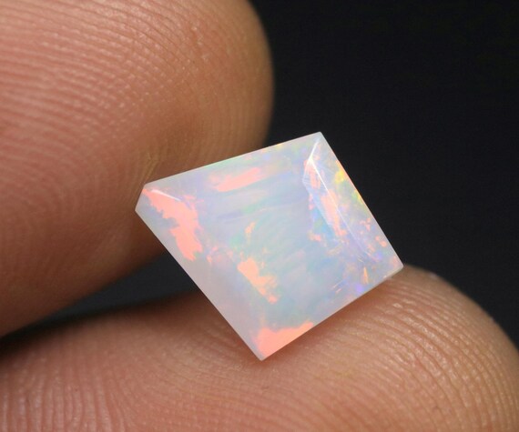 Natural Opal Gemstone: 1.60 Carat Faceted Ethiopian Opal Loose Stone, October Birthstone