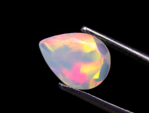 AAA Ethiopian Fire Opal Gemstone: 1.10 CT Pear Shape, October Birthstone
